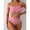 Sexy Floral Print Female Swimsuits Women Bikini Swimwear High Waisted Bikinis Sets Two Pieces Bandeau Bathing Suit Beahwear