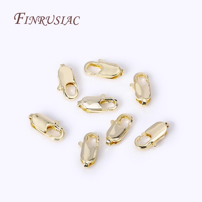 18K Gold Plated Brass Oval Lobster Clasp Connector Rhodium plated Lobster Clasps Lock DIY Jewelry Making Findings Supplies