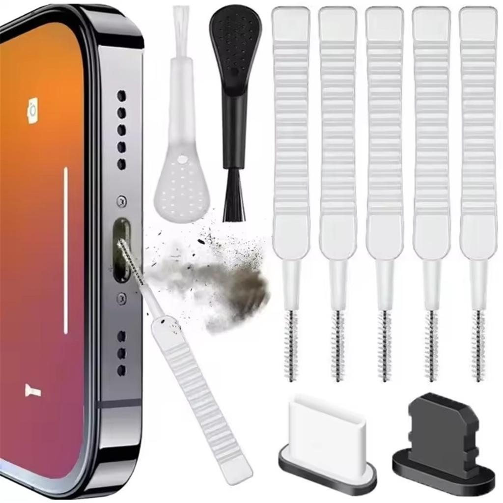 Handy Lautsprecher Ladeanschluss Reinigungsset Staubstopfen für iPhone 16 15 14 Kopfhörer Reinigungsset Bürste für Samsung Xiaomi