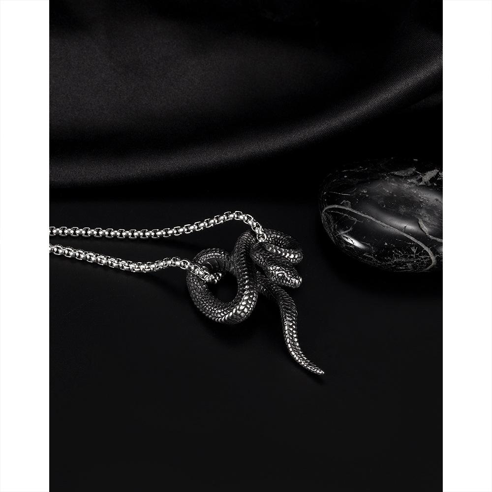 Evropský a americký retro kreativní design přívěsek z nerezové oceli ve tvaru hada Pánský personalizovaný náhrdelník z titanové oceli Python