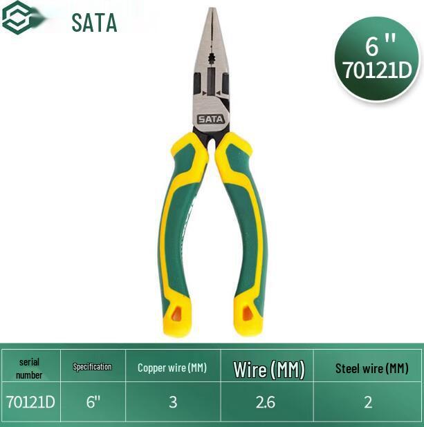 SATA Industrial Grade Labor-Saving Needle-Nose Pliers 6"/8" 70121D 70122D