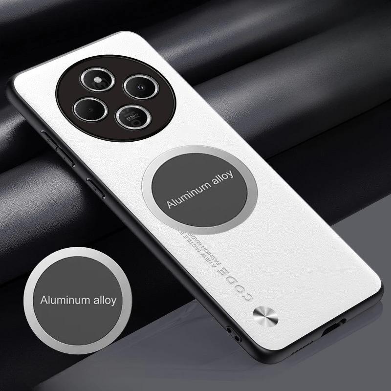 Metal Magnetic Car Holder Leather Case For Redmi A5 A4 A3 A3Pro 14C 4G 5G Skin Feel Carbon Fibre Shockproof Protect Cover