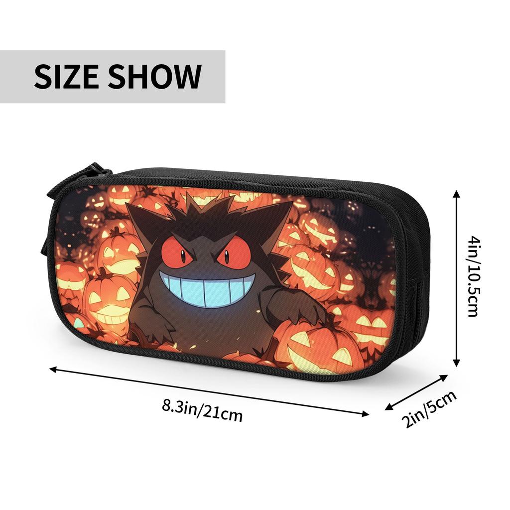 Custom Pokemon Gengar Pumpkin Halloween Large Capacity Bags for Child School Pencil Bag for Boys Gilrs Kids