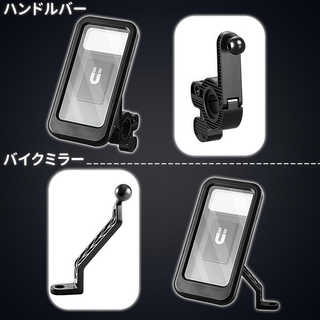 BUPVIOOD Smartphone Easy Adjustable Black Bicycle/Motorcycle Holder, Multi-Angle Rotation, Installation, Shockproof, Angle, Dustproof, Dirt-Resistant,