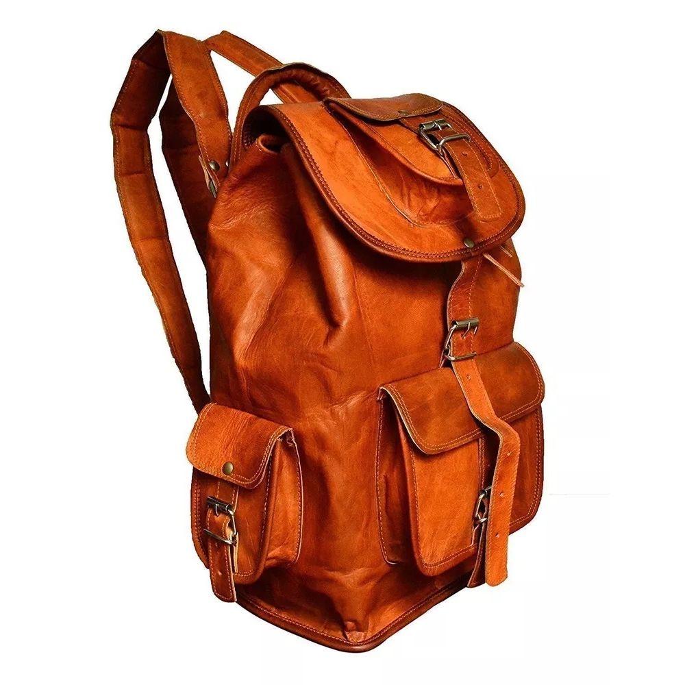 Rucsac Handmade din Piele Naturală de Capră Adevărată, Geantă Vintage, Rucsac de Călătorie