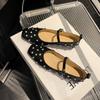 Fashion Fashion Rhinestones Rivets Studded Women Ballet Flats Comfortable Soft Soles Mary Jeans Walking Lazy Loafers Casual Girls Shoes