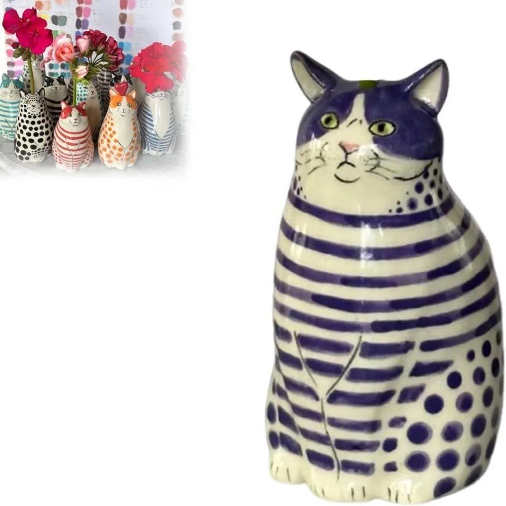 Creative Resin Cat Vase Cute Tiny Animal Flower Vase Floral Arrangement Hydroponic Flower Pot Home