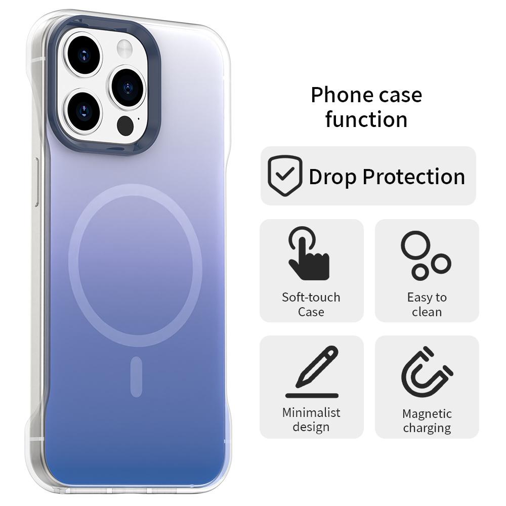 For iPhone 15 Pro Magnetic Case Gradient Design Borderless IMD TPU+PC+PET Phone Cover