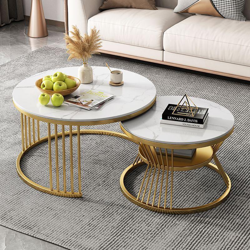 Modern Minimalist Round Coffee & Side Table Set for Small Apartments