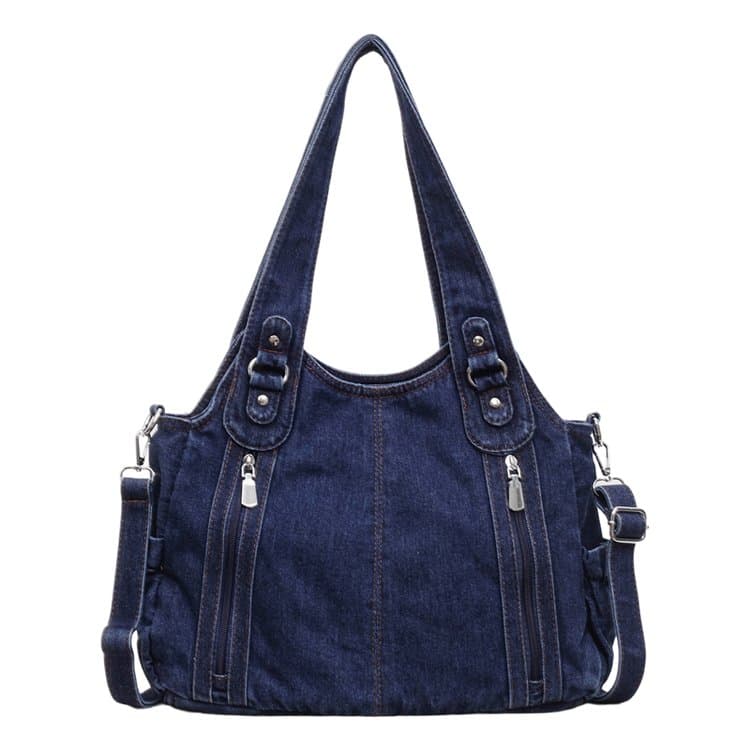 Vintage multi-zipper denim bag women's shoulder messenger bag