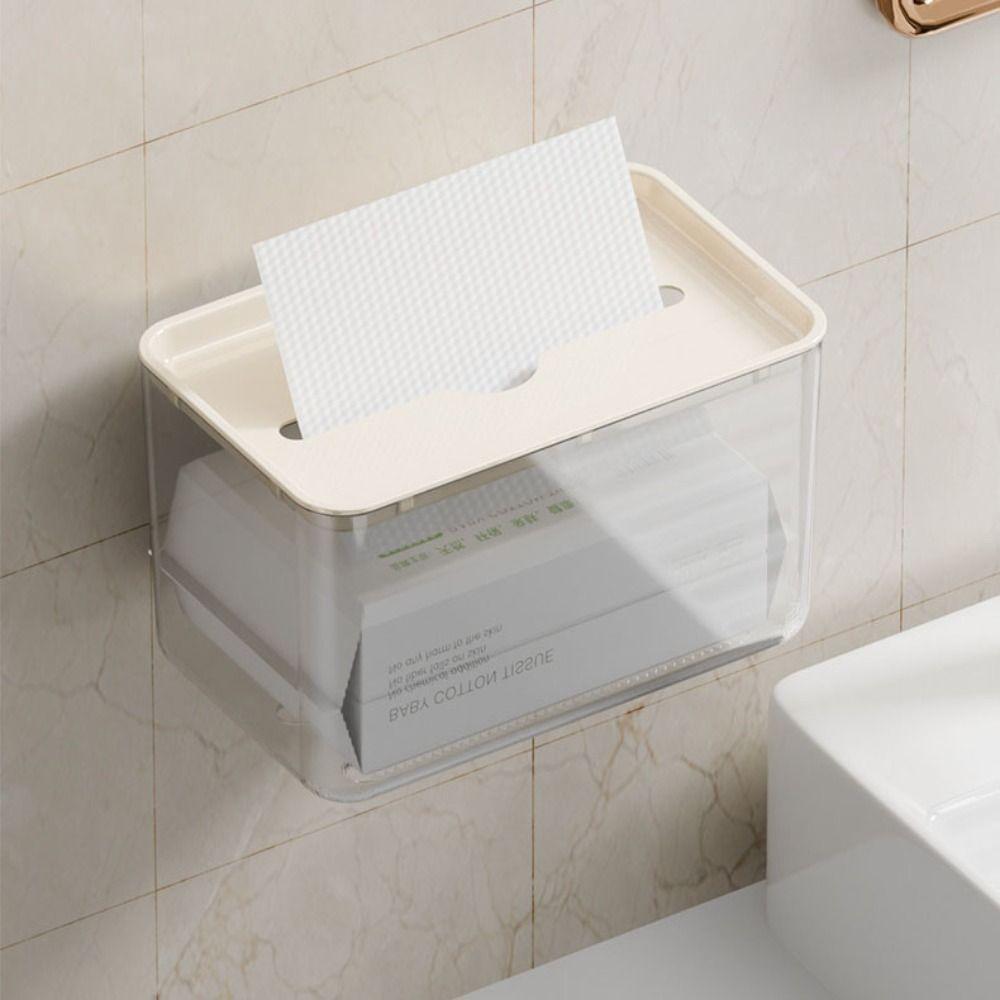 

Transparent Tissue Box Wall Mounted Napkin Holder Removable Tissue Dispenser Hotel