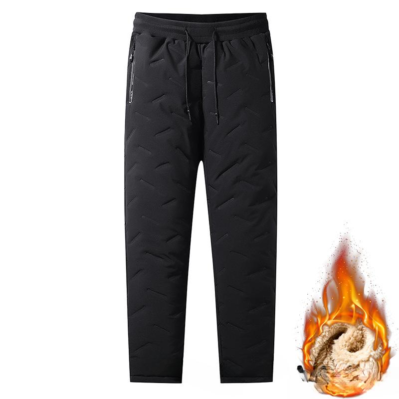 Pánské zimní fleece tlusté tepláky z jehněčí vlny Nepromokavé vlněné kalhoty velké velikosti 7XL Pánské černošedé kalhoty joggers