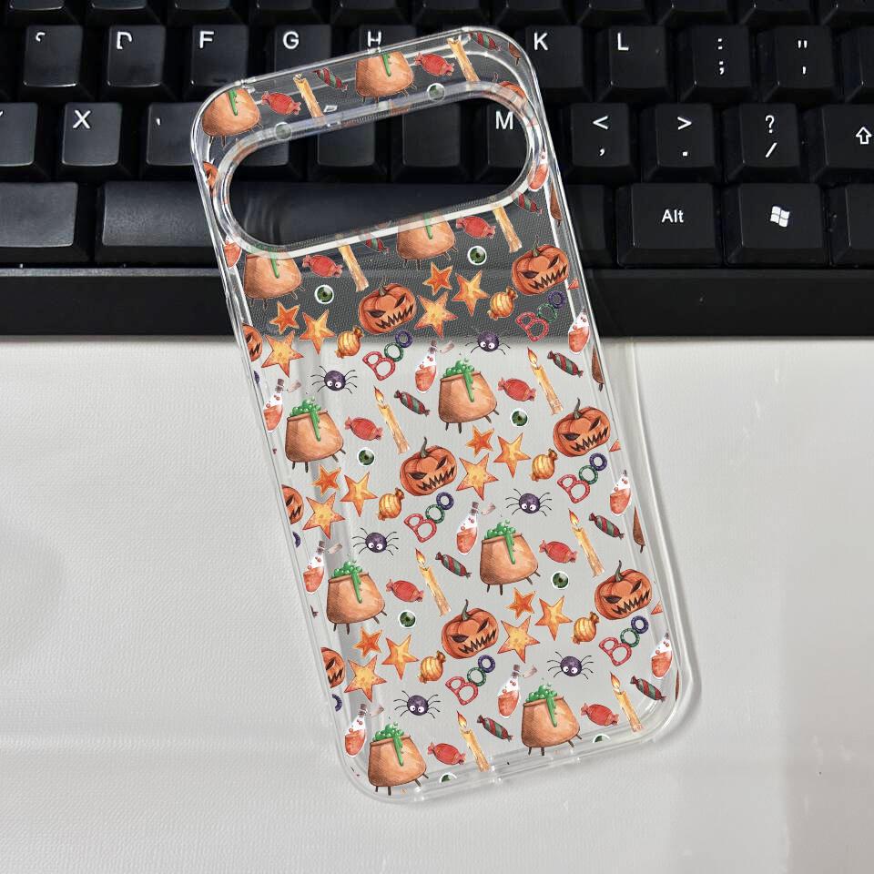 For Google 10 Pro XL Cute Halloween Pumpkin Ghost Bat Pattern Phone Case for Google Pixel 8A 7A 6A 6 7 8 9 10 Pro Soft TPU Cover