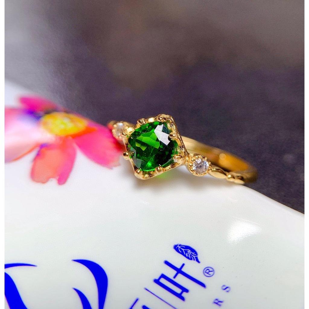 Retro Emerald Zircon Crystal Women's Fashion Jewelry Creative Geometric Niche Ring