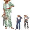 2026 spring and summer cross-border women's bohemian print shirt trousers set casual vacation style fashion two-piece set