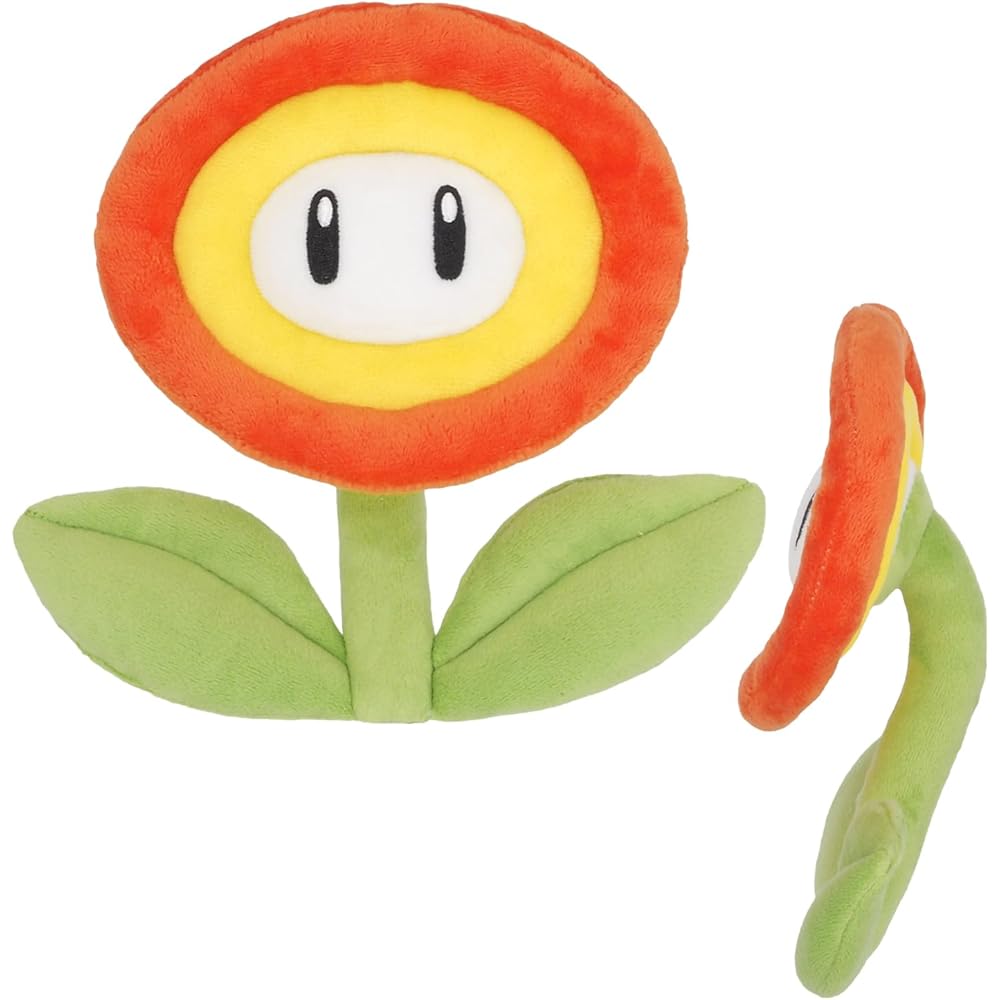 Sanei Boeki Super Mario All Star Collection Fire Flower Plush Toy 19x6x18cm
