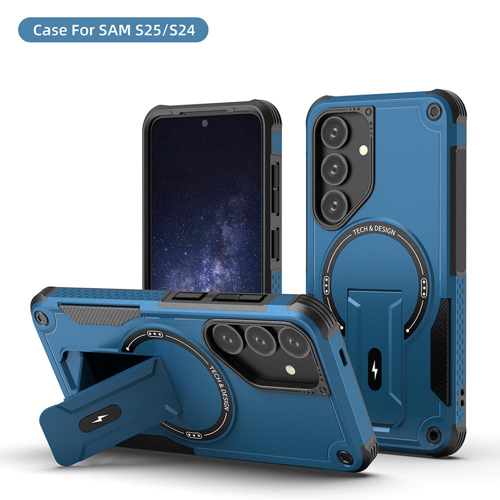 

Для Magsafe Подставка Невидимая Поддержка Чехол для телефона для Samsung S25 S24 Ultra plus Магнитная Беспроводная Зарядка Жесткая Противоударная Крышка For S25