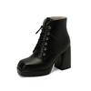 Women's Boots Thick Heel Lace Up Ankle Boots Fashion Waterproof Platform Women's Shoes Autumn Winter New Women High Heels 34-43