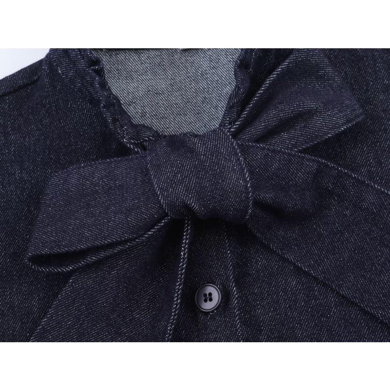 Myst&Za Women's Winter 2025 Bow Denim Shirt