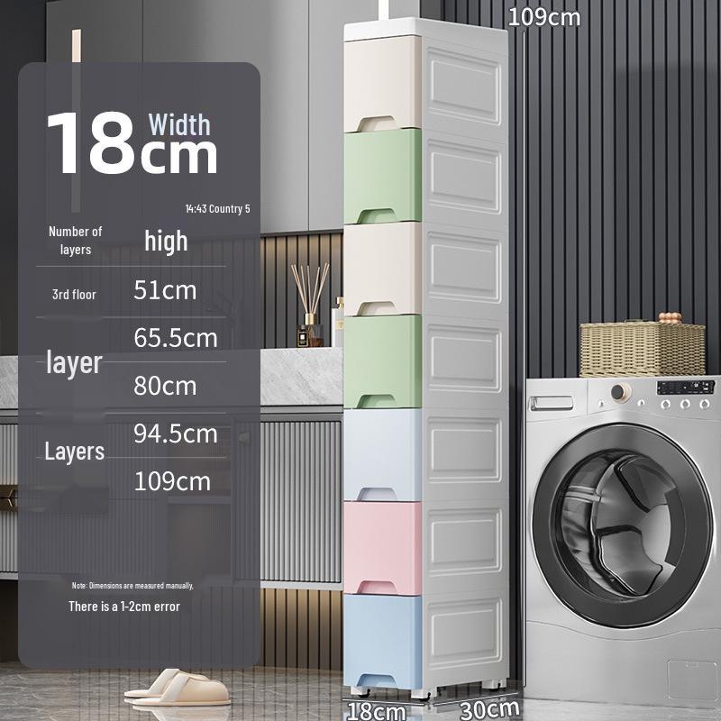 Thick 25cm Ultra-Narrow Storage Cabinet: Kitchen & Bathroom Plastic Drawer Shelf