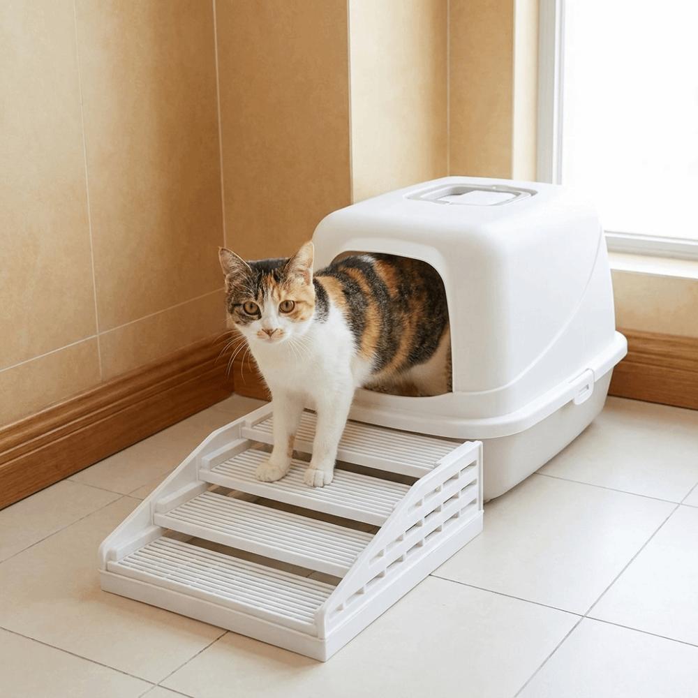 Waterproof Cat Litter Stair Non Slip Cat Litter Box Ramp Cat Litter Box Footrest Pet Toilet