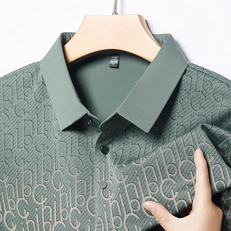 Summer New Men's Short Sleeved T-shirt with Collar Polo Middle Aged Dad's Casual Versatile T-shirt Top T