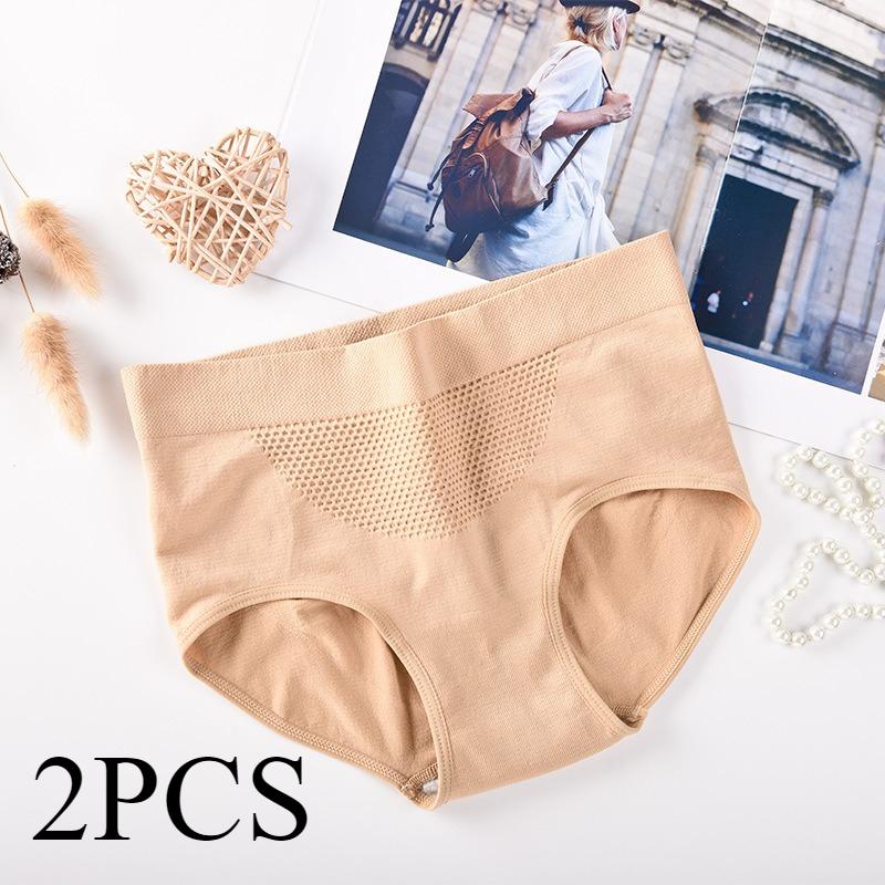 2 Stück/Los Unterwäsche Damen Reine Baumwolle Wabenmuster Mittelhoch Tailliert Hüfthebend Damen Dreiecksslip