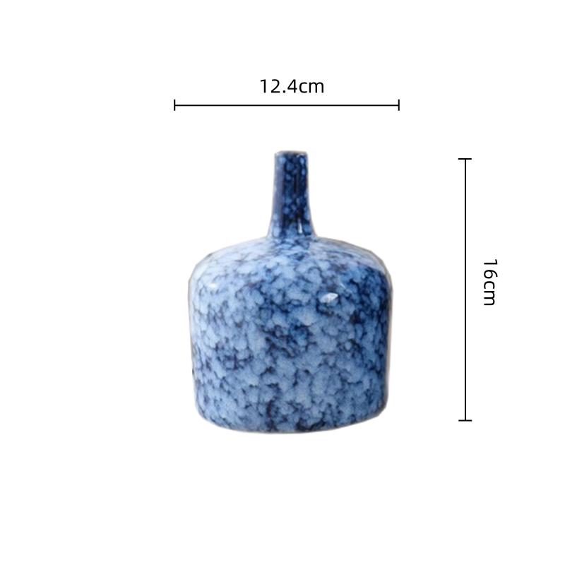 Blue Ceramic Vase Kiln-transformed Porcelain Pot Flower Vase Flower Arrangement Accessories Terrarium Home Decoration