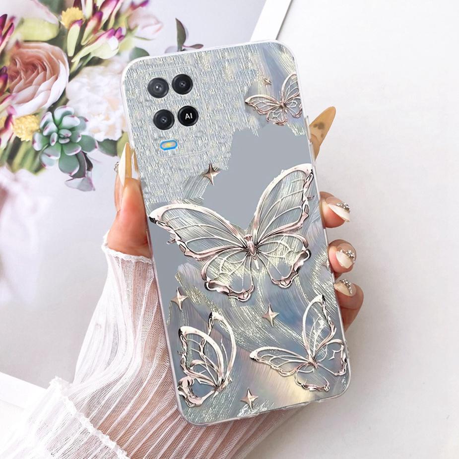 For Oppo A54 4G Case CPH2239 Luxury Butterfly Painted Cover Soft Silicone Phone Case For Oppo A54 5G A 54 s OppoA54s Fundas Bags