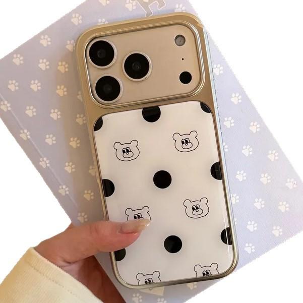 Korean Cute Polka Dot Bear for iPhone17Promax Mobile Phone Case Apple 16 Epoxy Water Condensation 15 Cartoon
