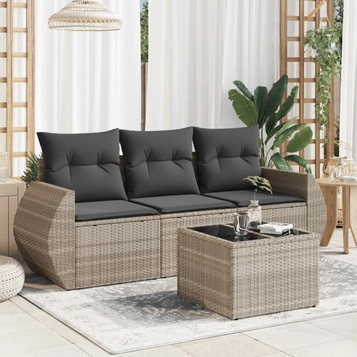 VidaXL Garden Lounge Set with Cushions 4 Pcs, Patio Sofas, Patio Furniture Set, Outdoor Furniture, Grey 3221071