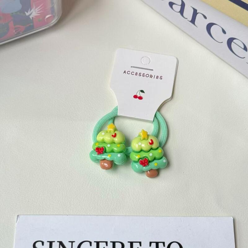 

Детские рождественские резинки для волос, праздничные резинки для волос для девочек, конфетных цветов, высокоэластичные мягкие резинки для хвоста, праздничные аксессуары для волос Xmas Tree