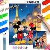 Mickey Mouse and Minnie Mouse In Paris Eiffel Tower Paint by Numbers Painting Art Kit Home Decor Gift