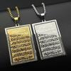 Muslim Islam Quran Medal Rhinestones Pendant Necklace For Women Men Stainless Steel Gold Color Amulet Arabic Chain Jewelry Gift