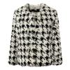 OFTBUY 2024 Real Natural Rabbit Fur Coat Winter Jacket Women Thick Warm Houndstooth Pattern Elegant Outerwear Streetwear Fashion