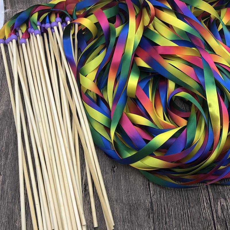 1 Pieces, Rainbow Ribbons, Fairy Sticks, Ribbon Sticks, Children's Dance Baton, Spinning and Gymnastics, Festival Party Supplies, Wedding Decoration