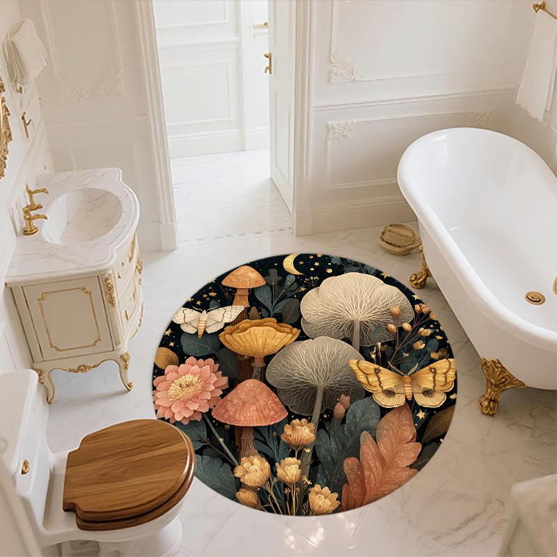 Forest pattern round rug,Carpet Rug for Living Room Bedroom Sofa Playroom Decor,Non-slip Floor Mat,Holiday Gifts and Birthday Gifts