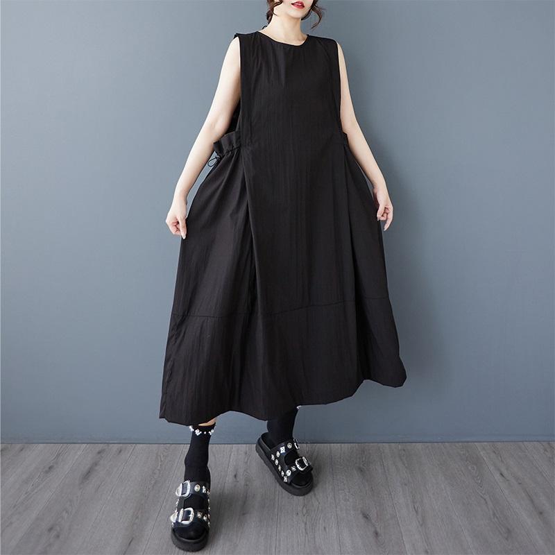 Sleeveless Plus Size Vintage Black New In Dresses for Women Casual Loose Long Summer Dress