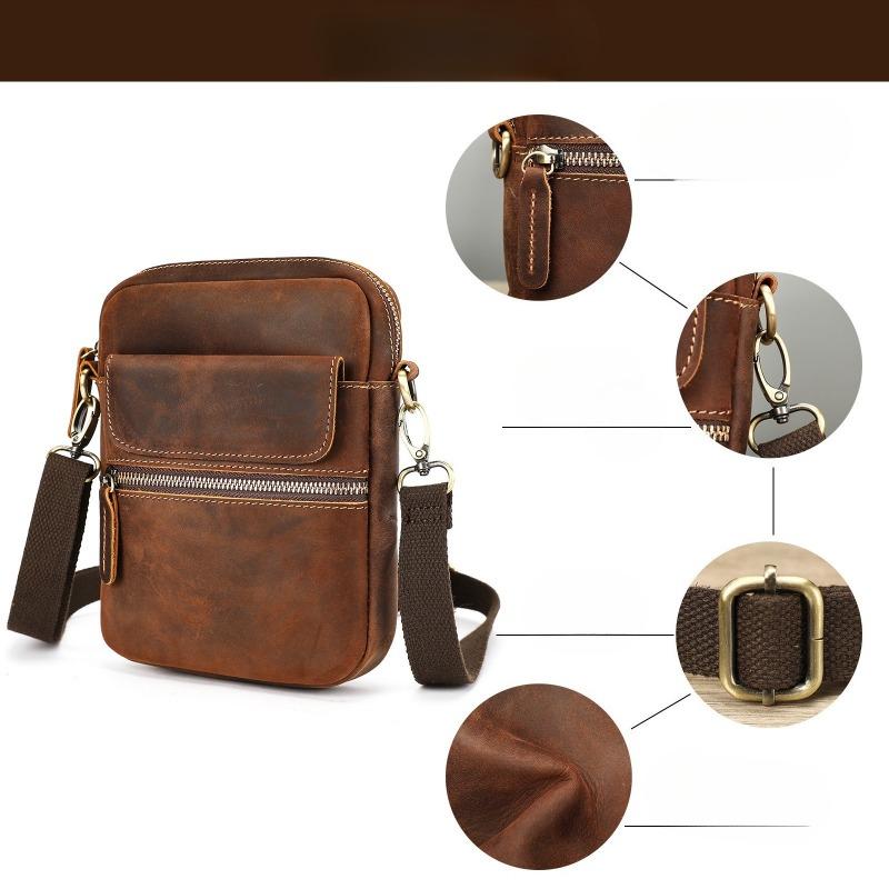 Echtleder Umhängetasche Retro Lässige Umhängetasche Outdoor Tragbare Aufbewahrungstasche Kleine Umhängetasche