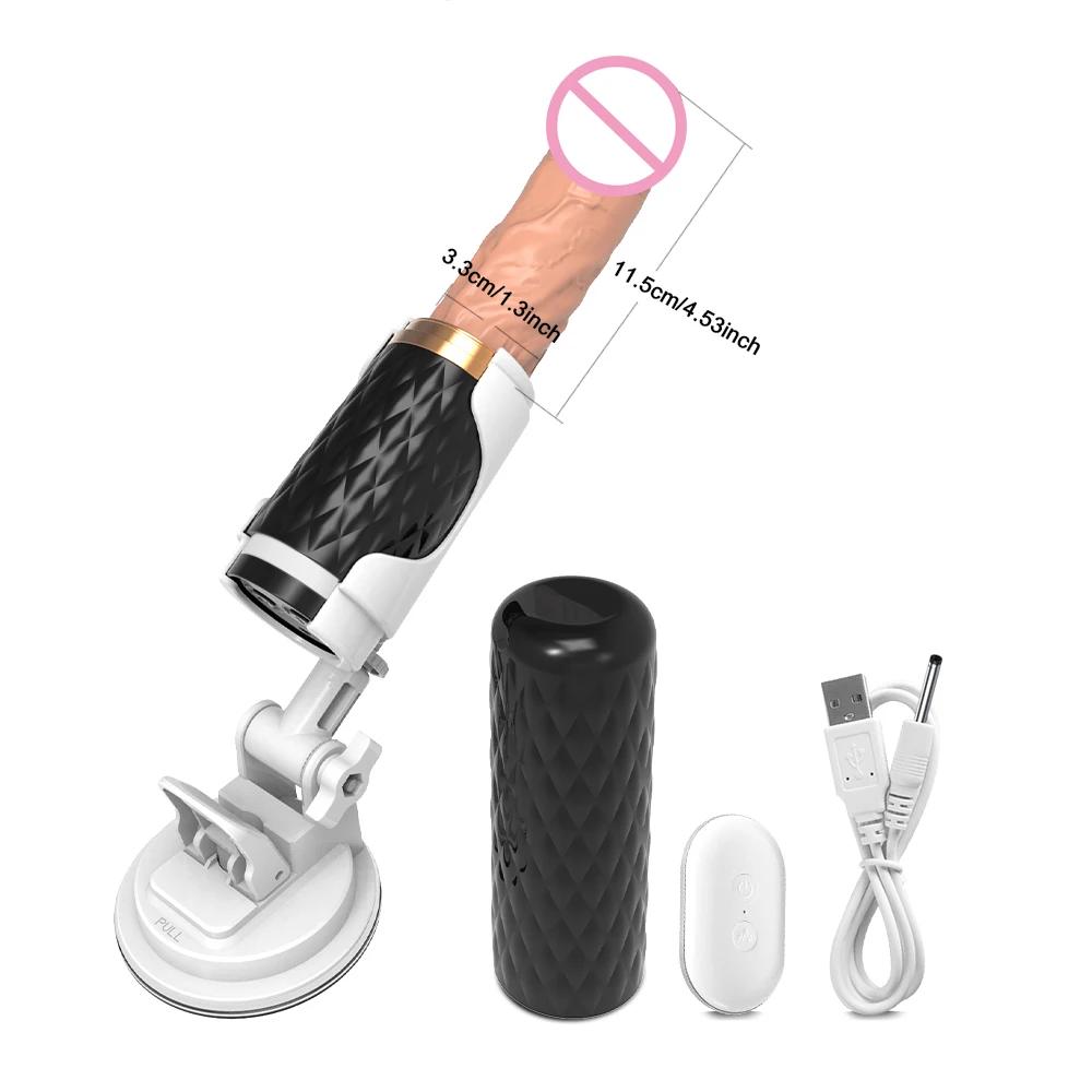 Dildo Riscaldante Vibrante Realistico Automatico per Donne Telecomando Punto G Con Ventosa Spinta Pene Giocattolo Sessuale Femminile