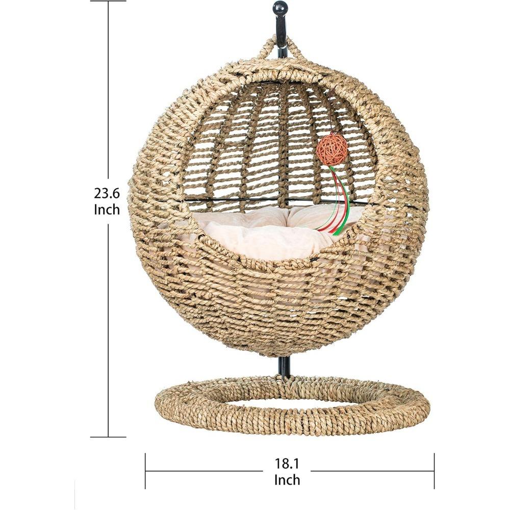 Cat Nest Hand Made Wicker Bed Basket Swing Pet House Nest for Small Dog Cat with Cushion Home Decoration Winter Season Universal