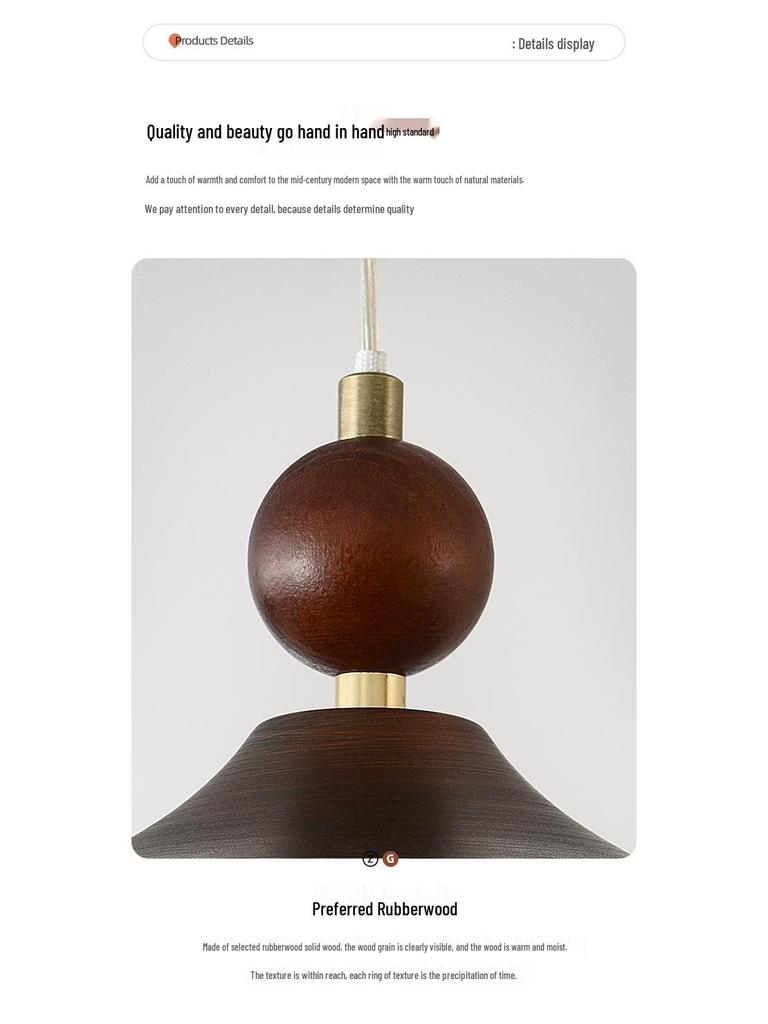 Walnut Retro Chandelier, Eye-Protective Lamp for Chinese Restaurant, Bar, Bedside, or Study.