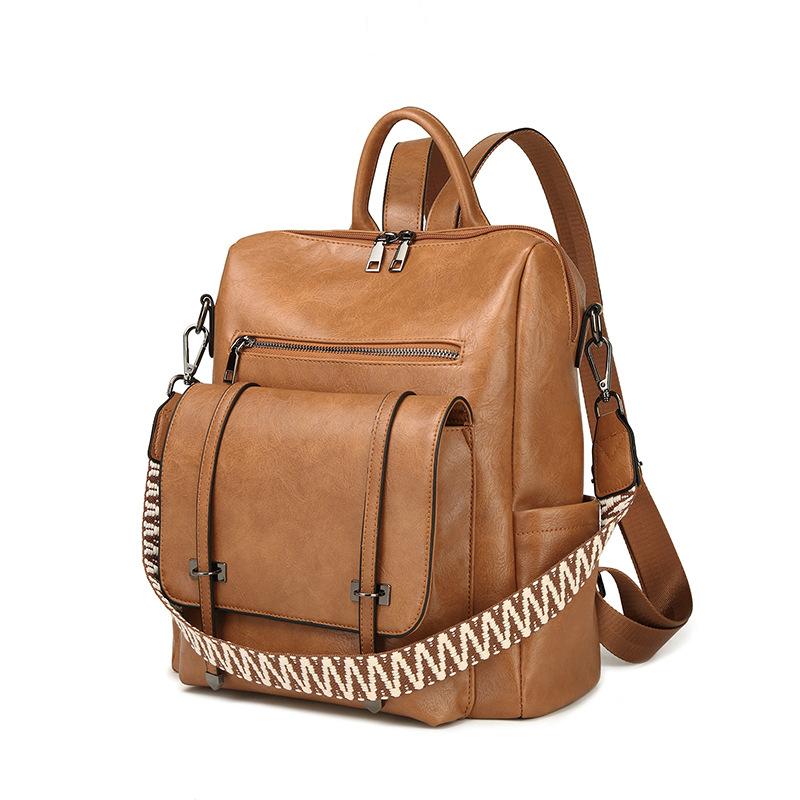 Retro Women's Backpack High-end PU Soft Leather Dual-purpose Shoulder Bag Large Capacity Commuting Backpack for Women