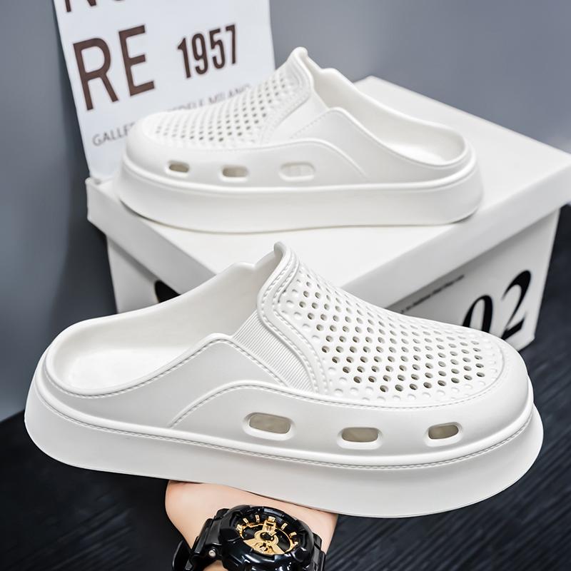 Summer Men's Slippers Outdoor Breathable Beach Sandals Platform Half Slippers Lightweight Soft Men Flip-flops Women Garden Shoes