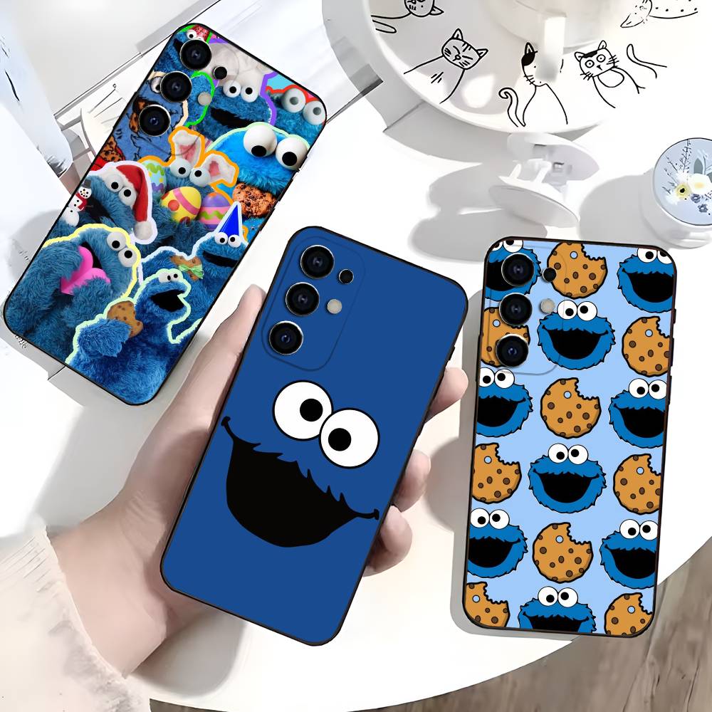 C-Cookies Monster Cartoon Handyhülle Für Samsung S25,S24,S21,S22,S23,S30,Ultra,S20,Plus,Fe,Lite,Weiche Schwarze Hülle
