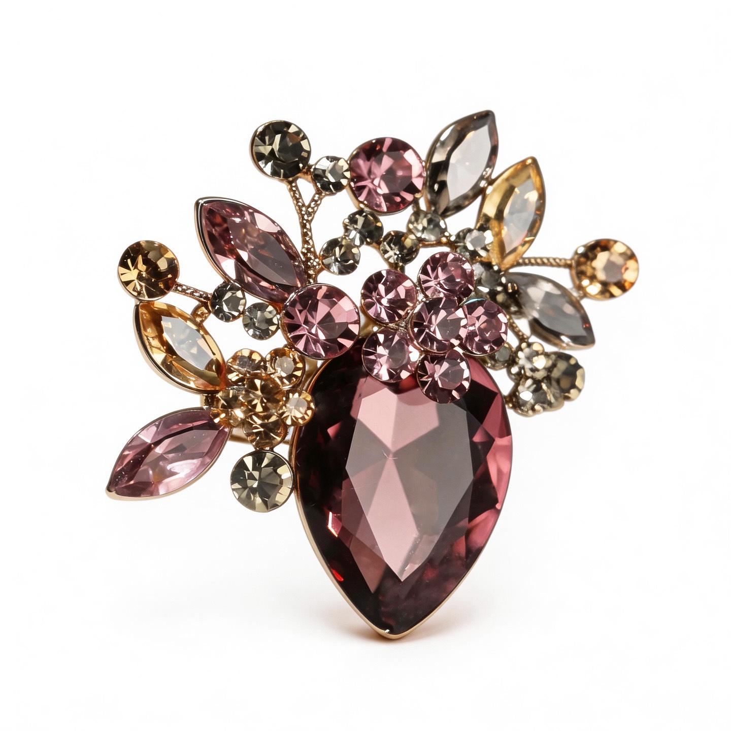 Bo Xin Yun Amethyst Floral Brooch - Elegant, Versatile Accessory