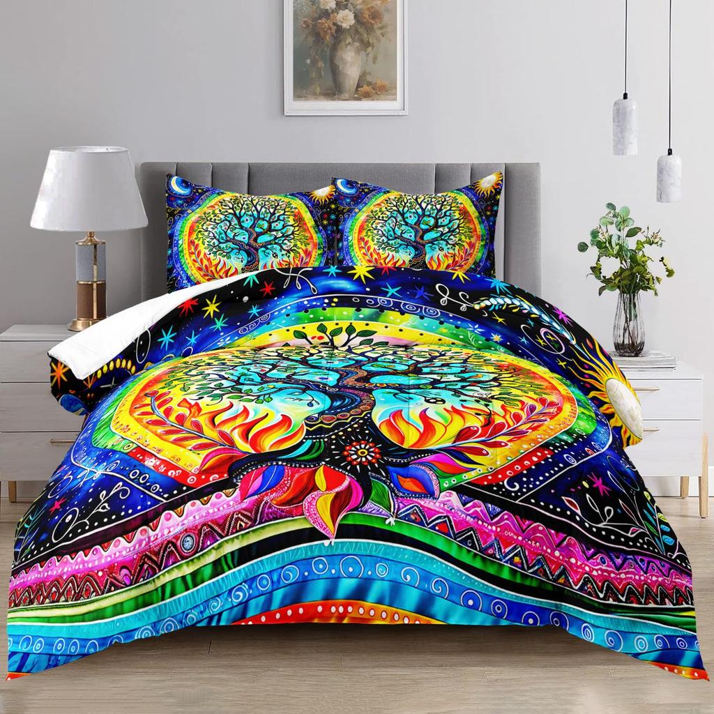 Comforter Sun And Moon Printed Bedding Set Bohemian Tribal For Kids Adults Boho Exotic Comforter Bedroom
