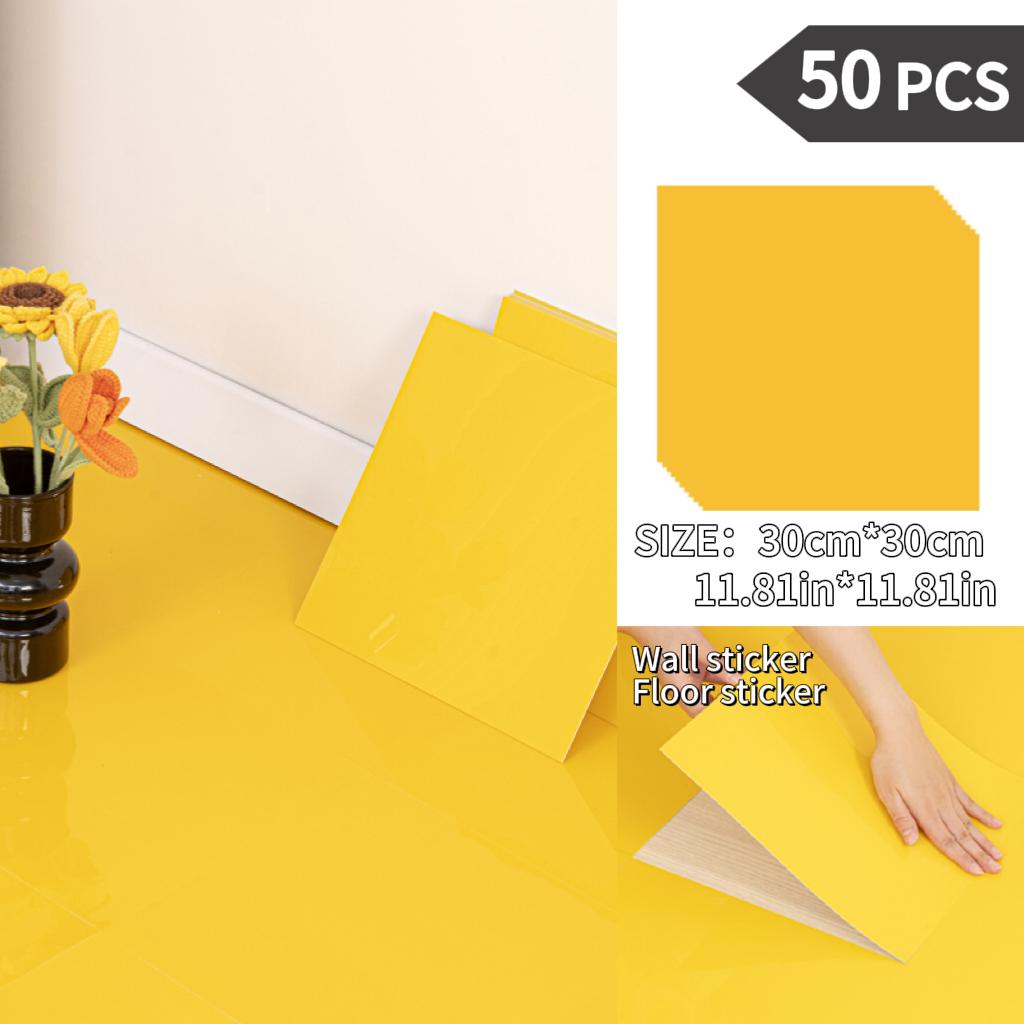 NINETAI Peel And Stick Floor Tile, 50pcs Vinyl Plank Wood Grain Look 11.81in*11.81in/48 Sq.Ft, Kitchen Mats For Floor