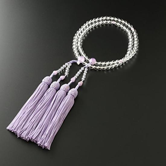 Kyoto Buddhist Altar Hayashi Prayer Beads for Eight Sects Eight Genuine Crystal with Fujimo Stone Official Ceremony Bag Kyoto Prayer Beads (For Sects)