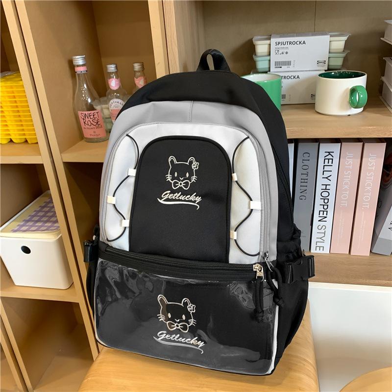 ins wind dopamine color matching pain bag backpack female cute versatile backpack large capacity junior high school student schoolbag female